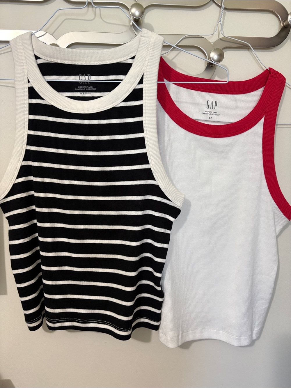 GAP Ladies BlackNavy & White Striped Tank and White Tank with Red Trim